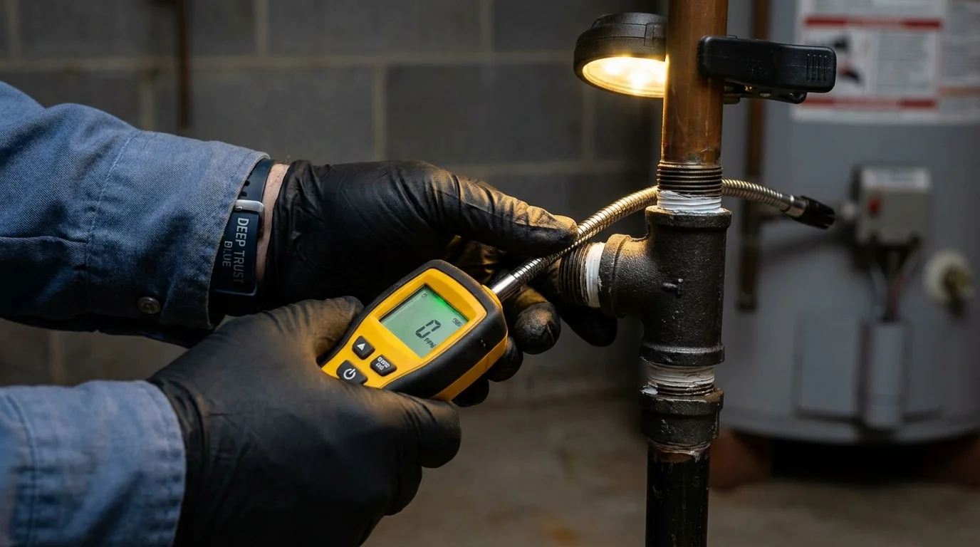 Gas leak detection with electronic sniffer by Johns Plumbing LLC in Hot Springs