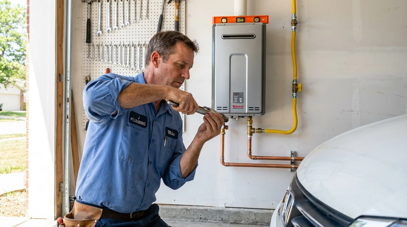 Tankless water heater installation by a Johns Plumbing LLC plumber in Hot Springs